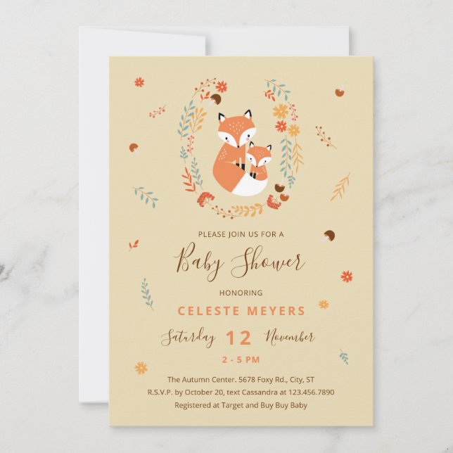 Anuncio Fall Mom and Baby Fox Baby Shower (Anverso)