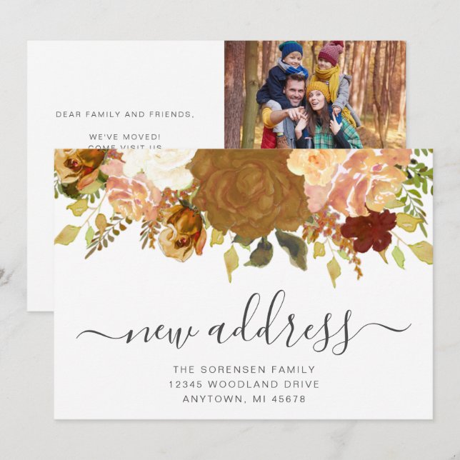 Anuncio Familia de acuarela floral de otoño en movimiento (Anverso / Reverso)