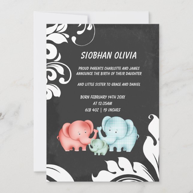 Anuncio Familia De Elefantes Mamá Papá Y Bebé (Anverso)