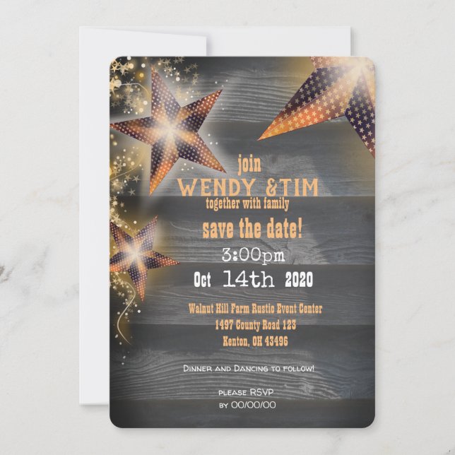 Anuncio Faroles de las estrellas y norteamericano rústico  (Anverso)