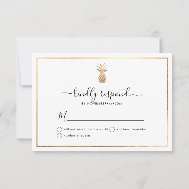 Anuncio Faux Gold Pineapple RSVP (Anverso)