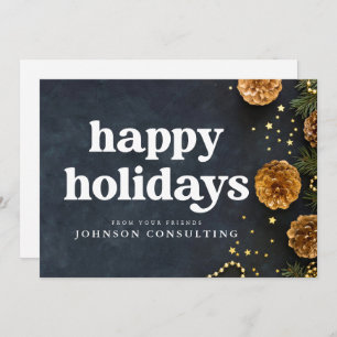 Anuncio Felices fiestas estrellas modernas y tonos dorados