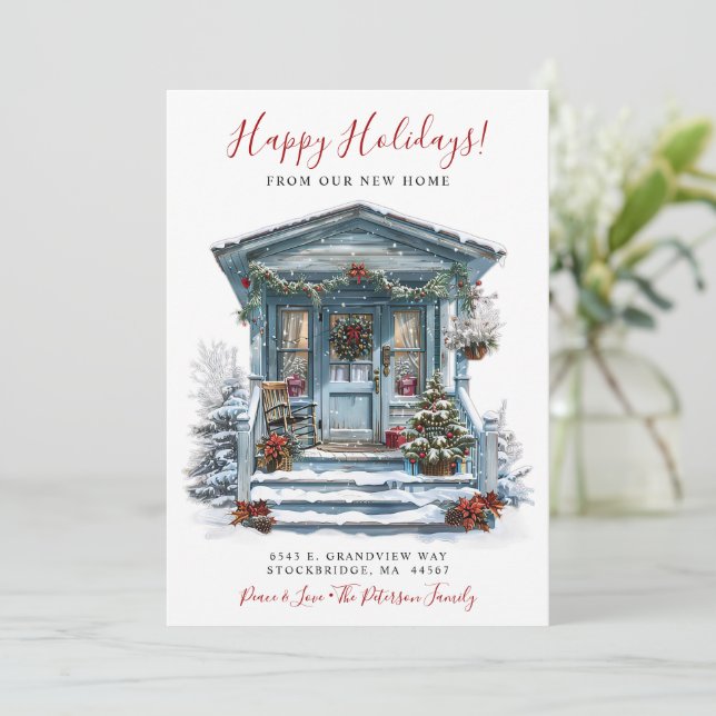 Anuncio Felices Fiestas Nueva Casa Puerta Principal Mudanz (Anverso de pie)