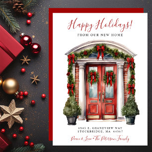 Anuncio Felices Fiestas Nueva Casa Puerta Roja Mudanza
