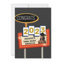 Felicidades Graduado 2023 Cartel Retro Negro Blanc