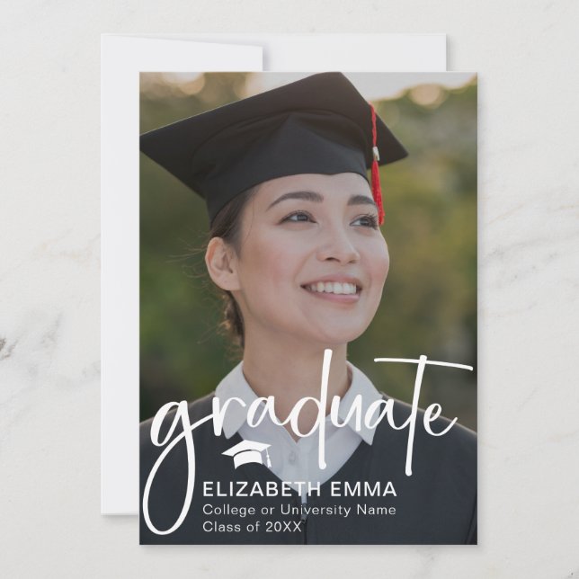Anuncio Felicidades Graduado Moderno Manuscrito de Moda (Anverso)
