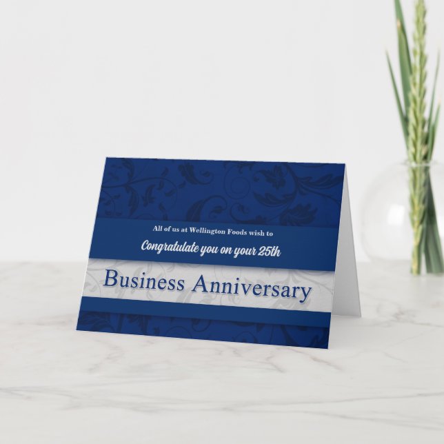 Anuncio Felicitaciones a Business Aniversario Azul y Gris (Anverso)