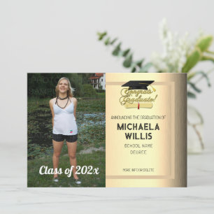 Anuncio Felicitaciones Personalizado graduado foto de oro 