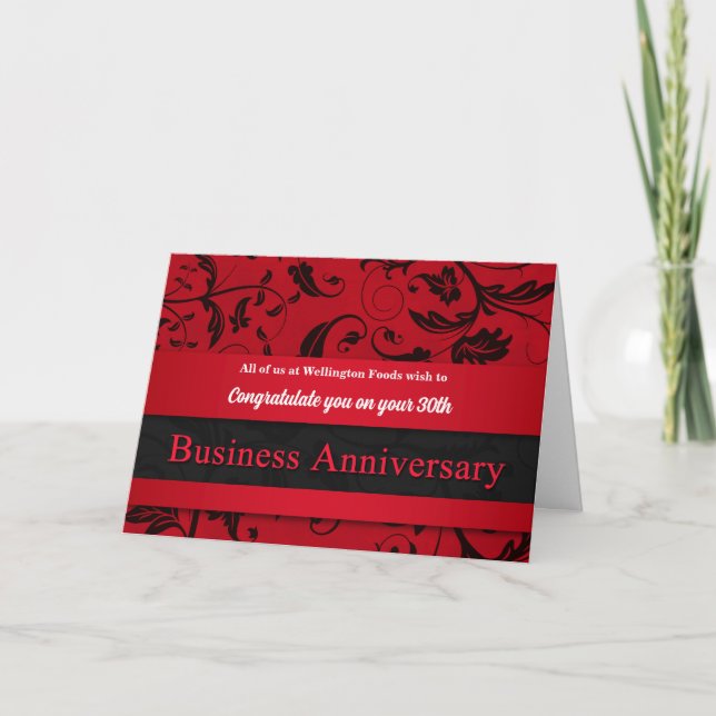 Anuncio Felicitaciones por aniversario de negocios en rojo (Anverso)