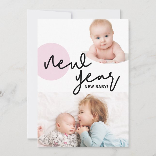 Anuncio Feliz año nuevo Chica de Recién nacido Segundo niñ (Anverso)