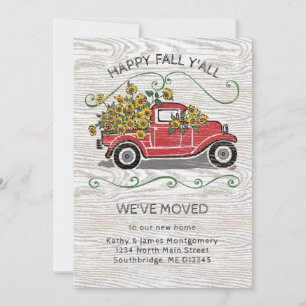 Anuncio Feliz Caída Y Todos Vintage Red Truck Floral Movin