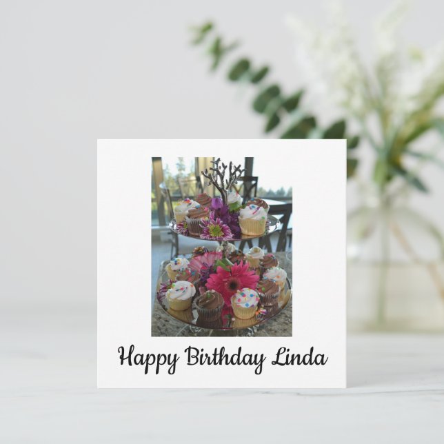 Anuncio Feliz cumpleaños Linda (Anverso de pie)