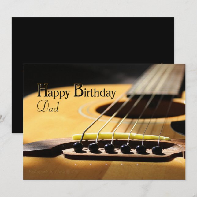 Anuncio Feliz cumpleaños papá guitarra acústica (Anverso / Reverso)