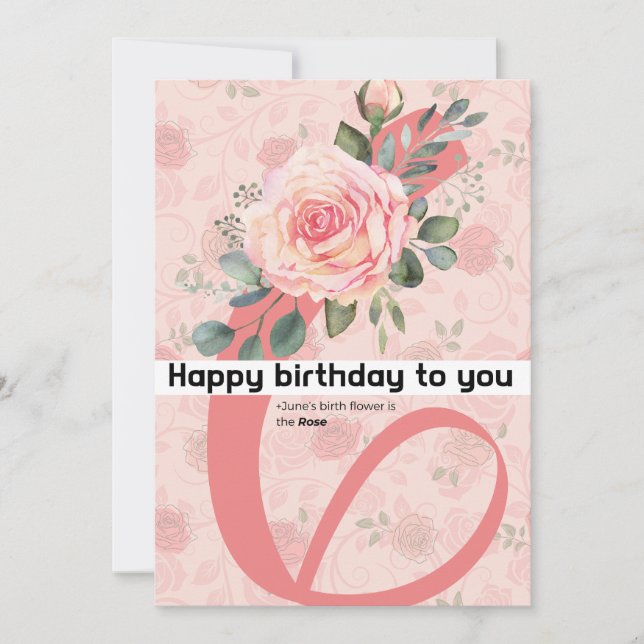 Anuncio feliz cumpleaños para ti: Rosa de flores de nacimi (Anverso)
