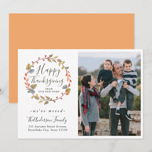 Anuncio Feliz Día de Acción de Gracias, festividad de foto (Anverso / Reverso)