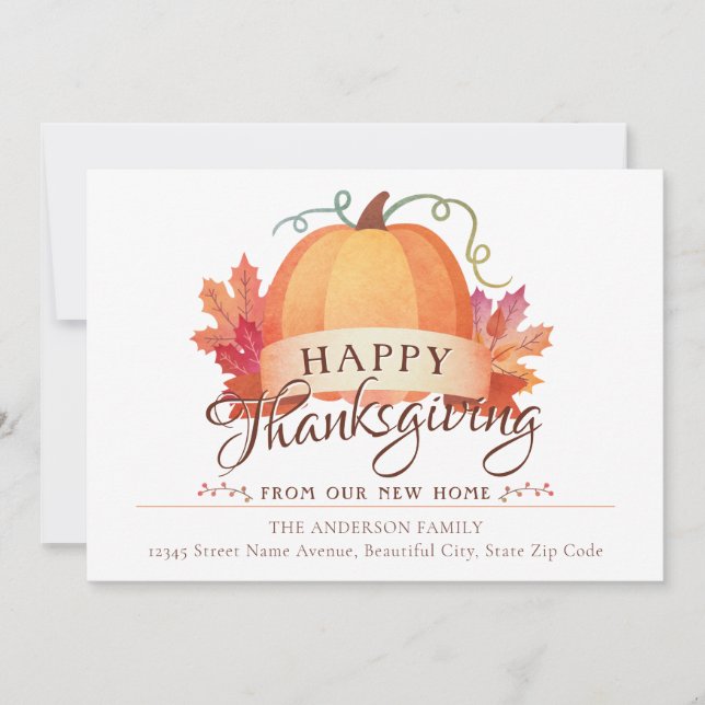 Anuncio Feliz Día de Acción de Gracias Nueva dirección Hog (Anverso)