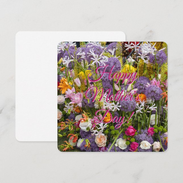 Anuncio Feliz Día de la Madre con flores (Anverso / Reverso)