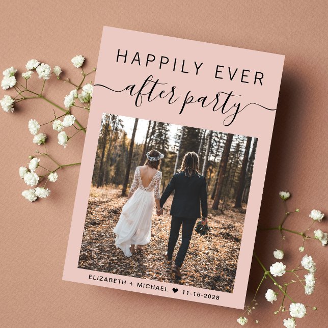 Anuncio Feliz día tras Fiesta de foto Boda de Rubor (An chic Happily Ever After Party Invitation to set the tone for an unforgettable event)