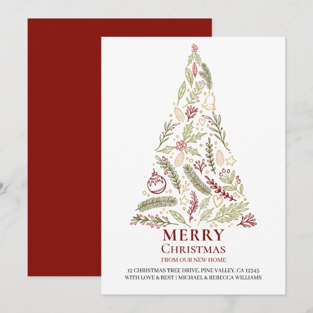 Anuncio Feliz Navidad desde el nuevo pino casero y árbol h (Anverso / Reverso)