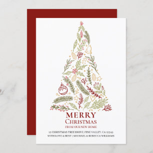 Anuncio Feliz Navidad desde el nuevo pino casero y árbol h