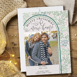 Anuncio Feliz Navidad Nueva casa foto verde invierno