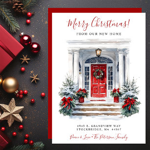 Anuncio Feliz Navidad Nueva Casa Puerta Roja Mudanza