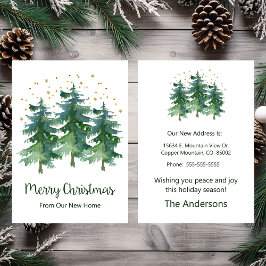 Anuncio Feliz Navidad Nuevo árbol de pinos en casa