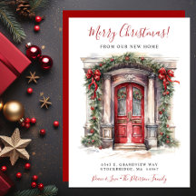Feliz Navidad Nuevo hogar Puerta Roja en movimient