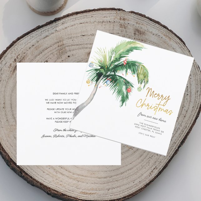 Anuncio Feliz Navidad Palm Tree que nos hemos mudado (Plam Tree Christmas Holidays Moving Announcement Palm Tree Address Change Card)