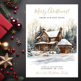 Anuncio Feliz Navidad Rústica Nueva Casa en Movimiento