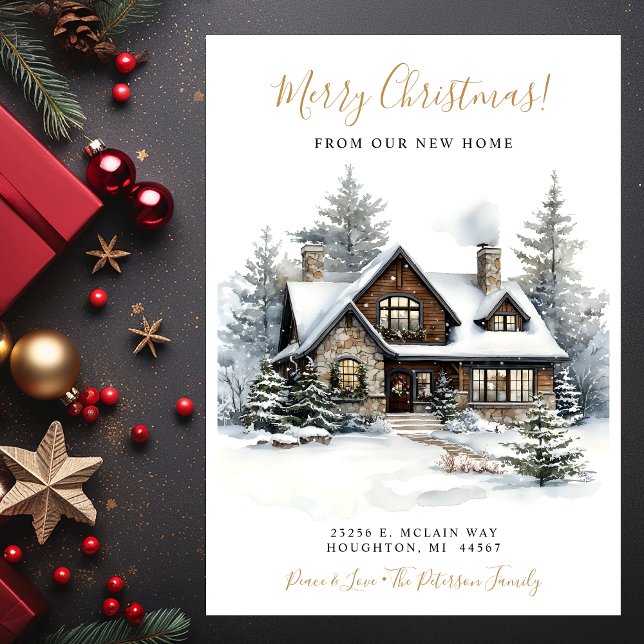 Anuncio Feliz Navidad Rústica Nueva Casa en Movimiento (Subido por el creador)