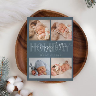 Anuncio Feliz pequeño feriado Slate Blue Multi Photo Nacer