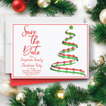 Festeja Navidad Save The Date Árbol Contemporáneo