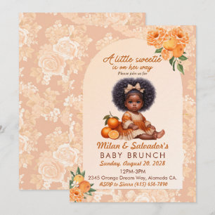 Anuncio Fiesta de Bienvenida de Bebé Niña Étnica Floral Vi