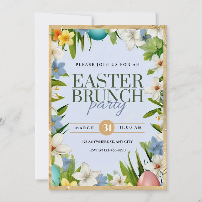 Anuncio Fiesta de Brunch de Pascua acuarela Floral (Anverso)