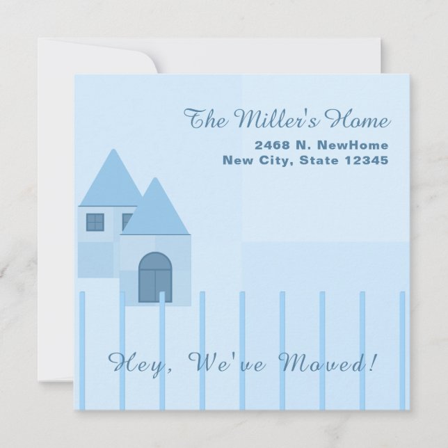 Anuncio Fiesta de calentamiento de la casa con vallas azul (Anverso)