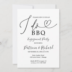 Anuncio Fiesta de compromiso Black And White I DO BBQ