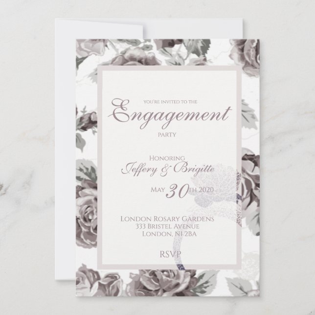 Anuncio Fiesta de compromiso de rosa rosa rosa rosa rosa r (Anverso)