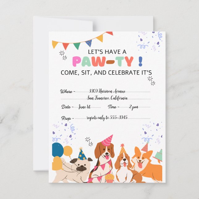 Anuncio Fiesta de cumpleaños de perro pimienta invitacione (Anverso)