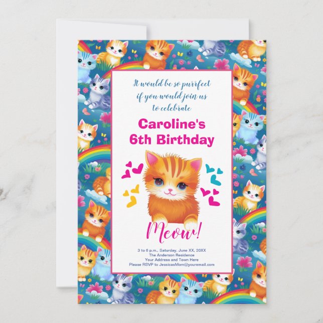 Anuncio Fiesta de cumpleaños para gatitos Chicas en arbust (Anverso)