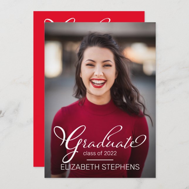 Anuncio Fiesta De Grado De Foto Graduado De Script Sencill (Anverso / Reverso)