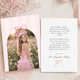 Anuncio Fiesta de graduación con lazo rosa elegante Coquet