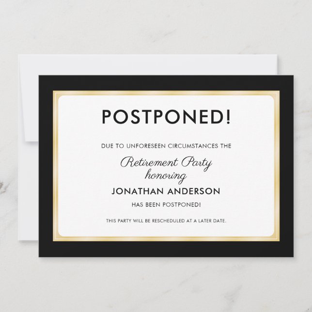 Anuncio Fiesta de Jubilación Pospuesta (Anverso)