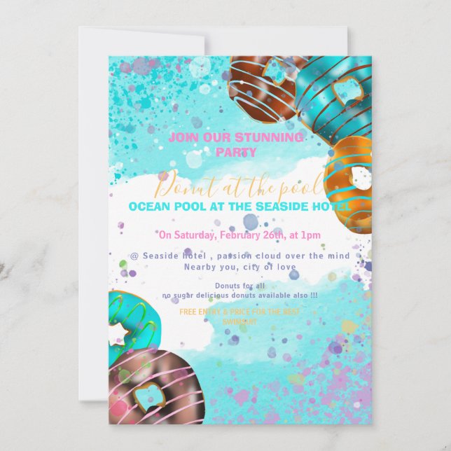Anuncio Fiesta de la piscina - fiesta de donut (Anverso)