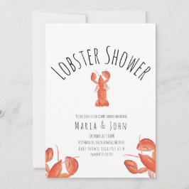 Anuncio Fiesta de langosta con acuarela para baby shower y