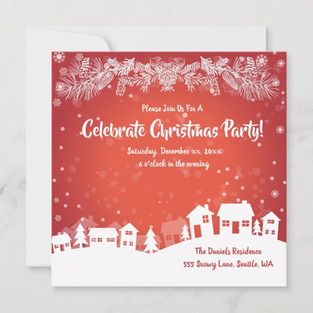 Anuncio Fiesta de Navidades festivos, rojo, blanco, (Anverso)