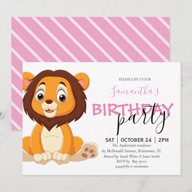 Anuncio ¡fiesta de primer cumpleaños de la niña! (Anverso / Reverso)