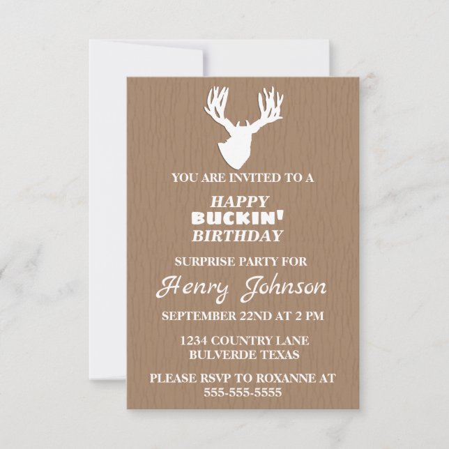 Anuncio Fiesta de sorpresa de cumpleaños de Happy Buckin (Anverso)
