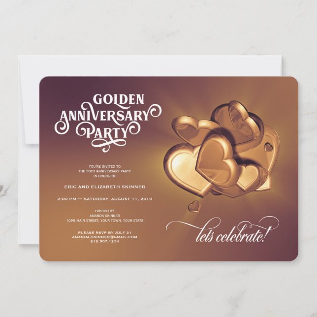 Anuncio Fiesta del 50 aniversario de bodas dorado (Versión (Anverso)