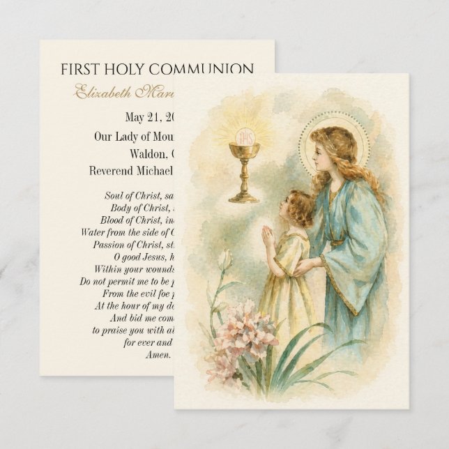 Anuncio First Communion Angel Eucharist Remembrance (Anverso / Reverso)